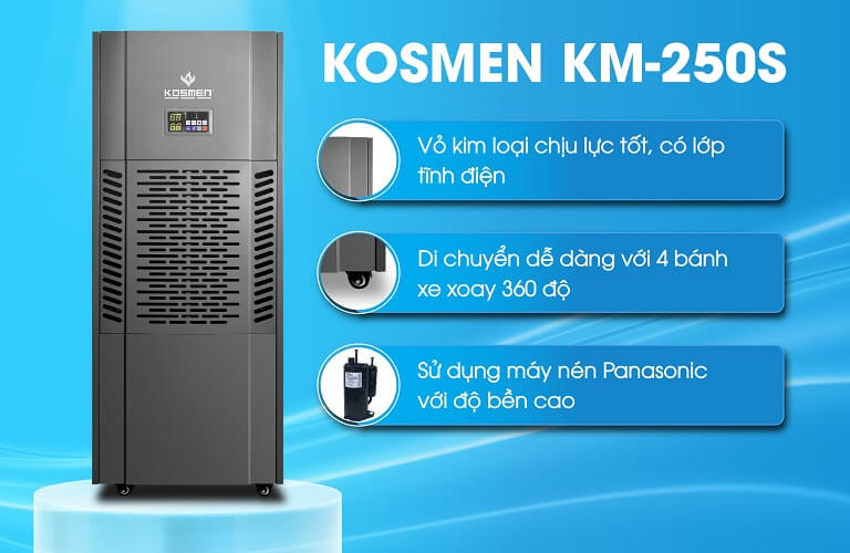 Máy hút ẩm công nghiệp Kosmen KM-250S có thiết kế hiện đại, thông minh dễ dàng sử dụng