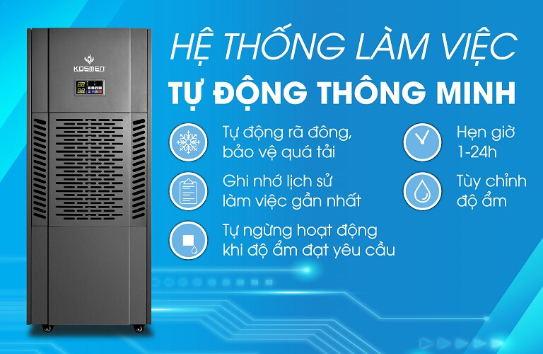 Máy hút ẩm Kosmen KM-250S với hệ thống làm việc tự động, thông minh