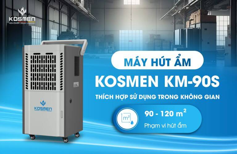 Máy hút ẩm Kosmen KM-90S công suất hút ẩm mạnh mẽ cho phòng 90 - 120m2