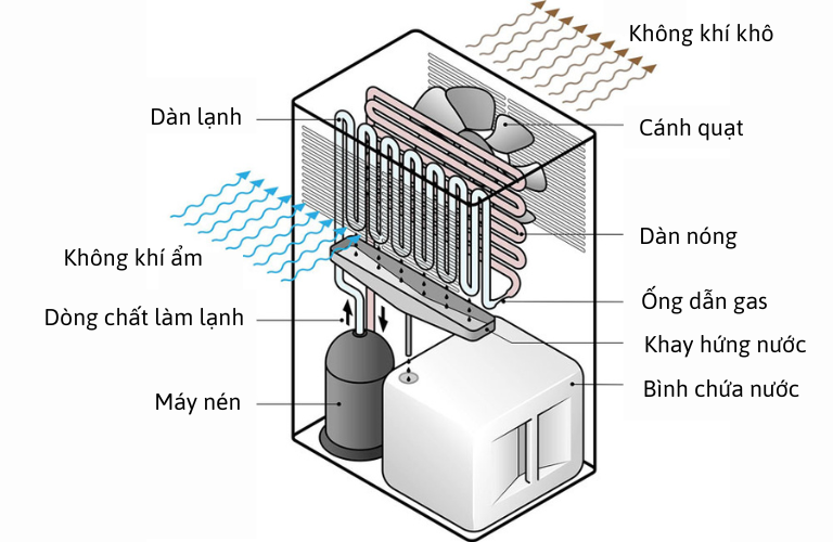 Cấu tạo và nguyên lý hoạt động của máy hút ẩm ngưng tụ