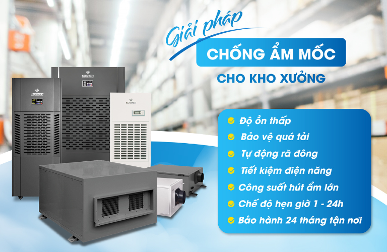 Máy hút ẩm Kosmen có khả năng xử lý ẩm mốc hiệu quả