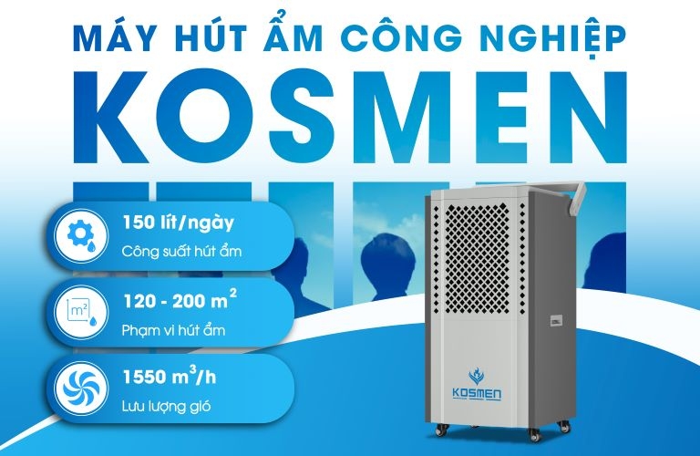 Máy hút ẩm Kosmen KM-150S có công suất hút ẩm mạnh mẽ, phù hợp với diện tích vừa và lớn