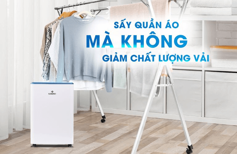 Máy hút ẩm dân dụng Kosmen KM-12N có khả năng sấy khô quần áo nhanh chóng