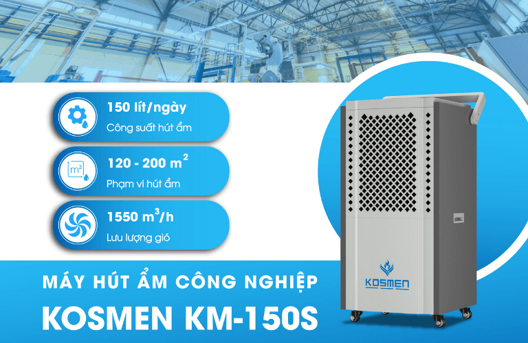 Máy hút ẩm Kosmen KM-150S tích hợp nhiều tính năng tự động