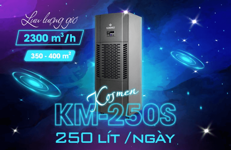 Máy hút ẩm Kosmen KM-250S có khả năng xử lý ẩm mạnh mẽ trong không gian lớn