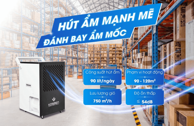 Máy hút ẩm Kosmen KM-90S có công suất hút ẩm mạnh mẽ