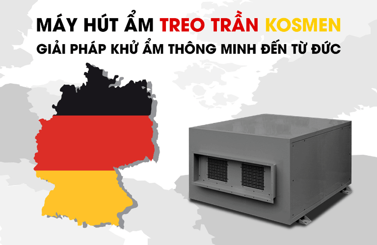 Máy hút ẩm treo trần Kosmen được tích hợp công nghệ thông minh đến từ CHLB Đức