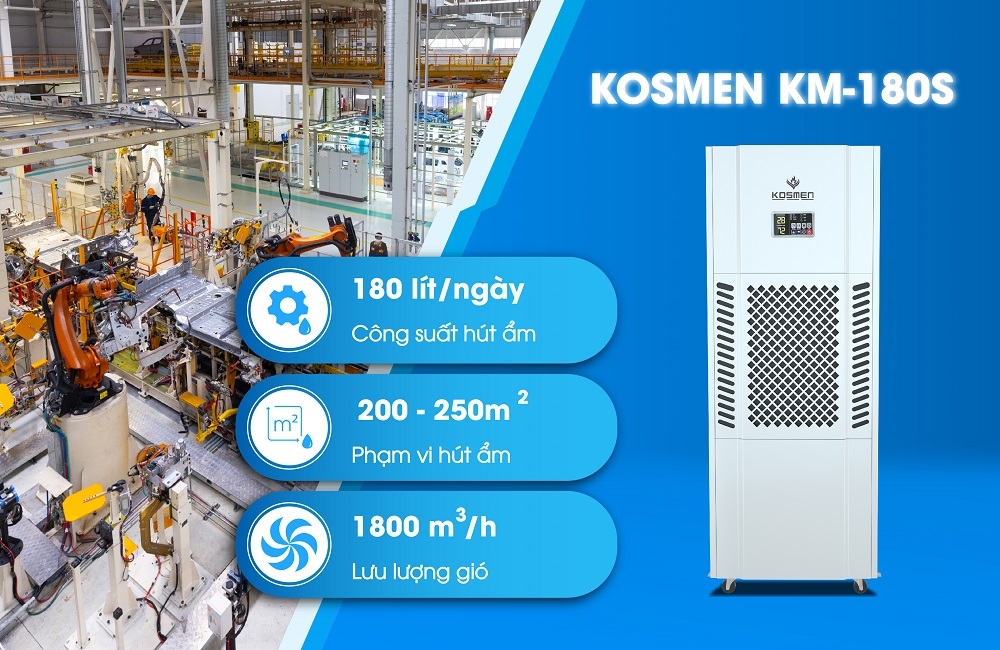 Máy hút ẩm Kosmen KM-180S hút ẩm nhanh chóng